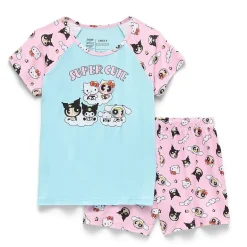 Little & Big Kid Girls Hello Kitty Powerpuff Girls Round Neck Short Sleeve 2-pc. Pajama Set