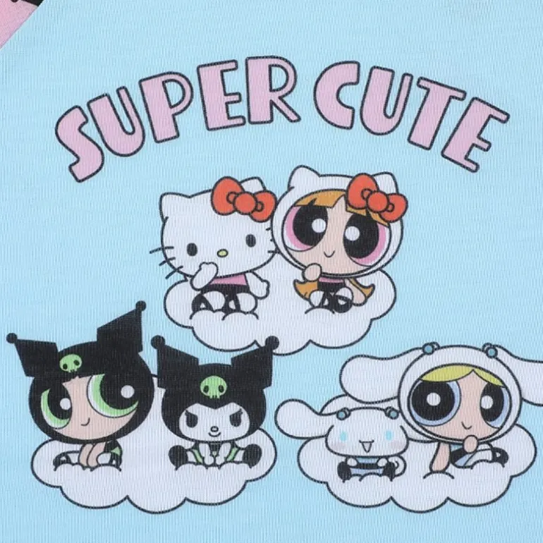 Little & Big Kid Girls Hello Kitty Powerpuff Girls Round Neck Short Sleeve 2-pc. Pajama Set