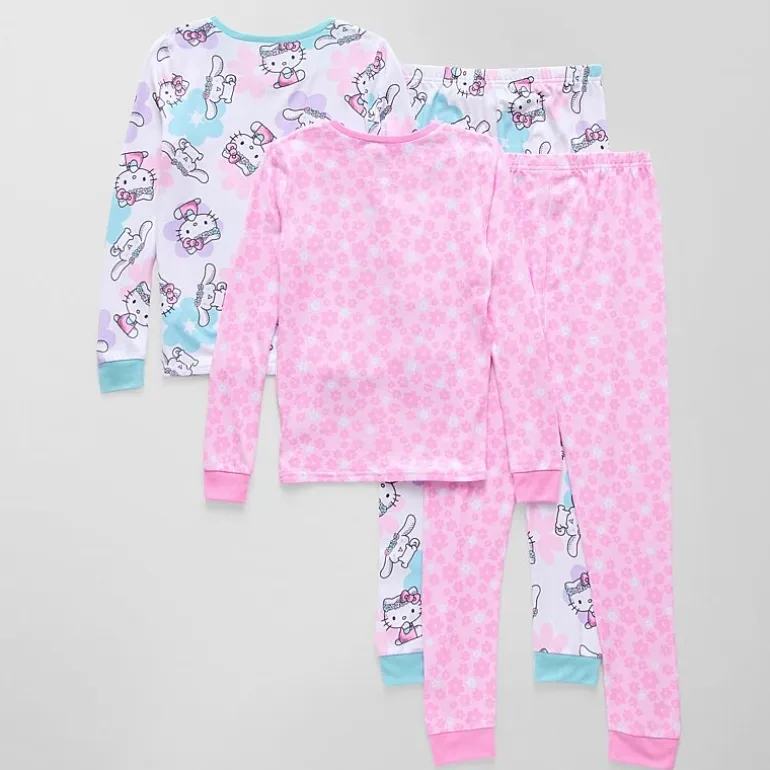 Little & Big Kid Girls Hello Kitty Fleece Crew Neck Long Sleeve 4-pc. Pajama Set