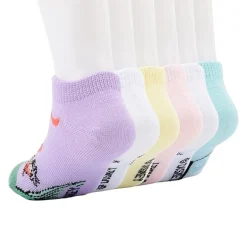 Little & Big Kid Girls 6 Pair Princess Peach No Show Socks