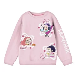 Little & Big Kid Girls Round Neck Fleece Long Sleeve KPop Demon Hunters Sweatshirt