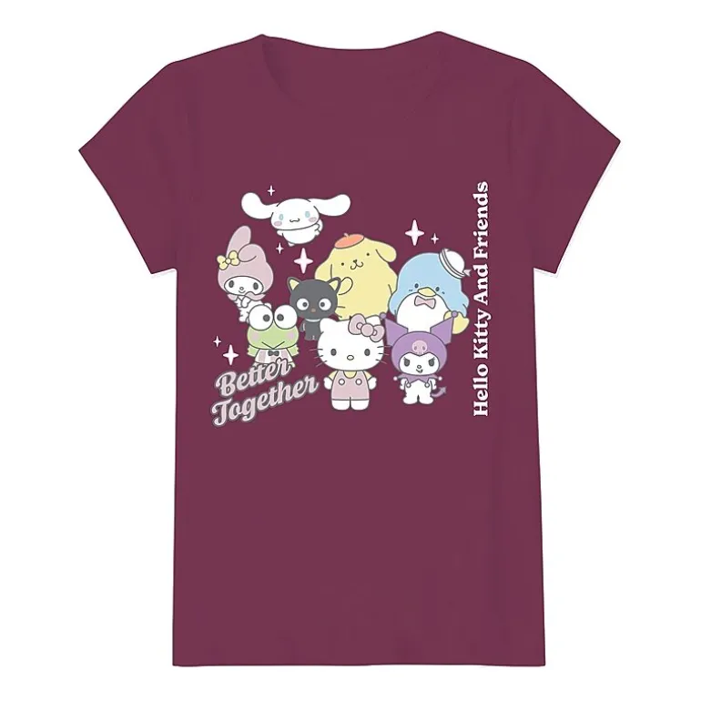 Little & Big Kid Girls Round Neck Short Sleeve Regular Fit Hello Kitty Graphic T-Shirt