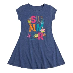 Little & Big Kid Girls Short Sleeve Spongebob A-Line Dress