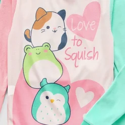 Little & Big Kid Girls Squishmallows Fleece Crew Neck Long Sleeve 4-pc. Pajama Set