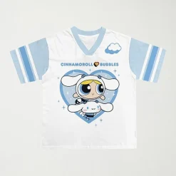 Little & Big Kid Girls V Neck Hello Kitty Powerpuff Girls Short Sleeve Jersey