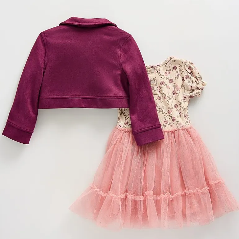 Little Lass Toddler Girls Cap Floral 2-pc. Dress Set