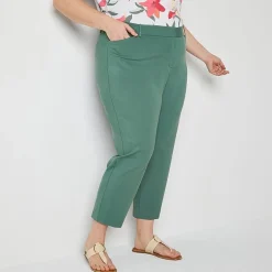 Liz Claiborne Adaptive Emma Ponte Womens Plus Easy-on + Easy-off Seated Wear Straight Mid Rise Ankle Pant