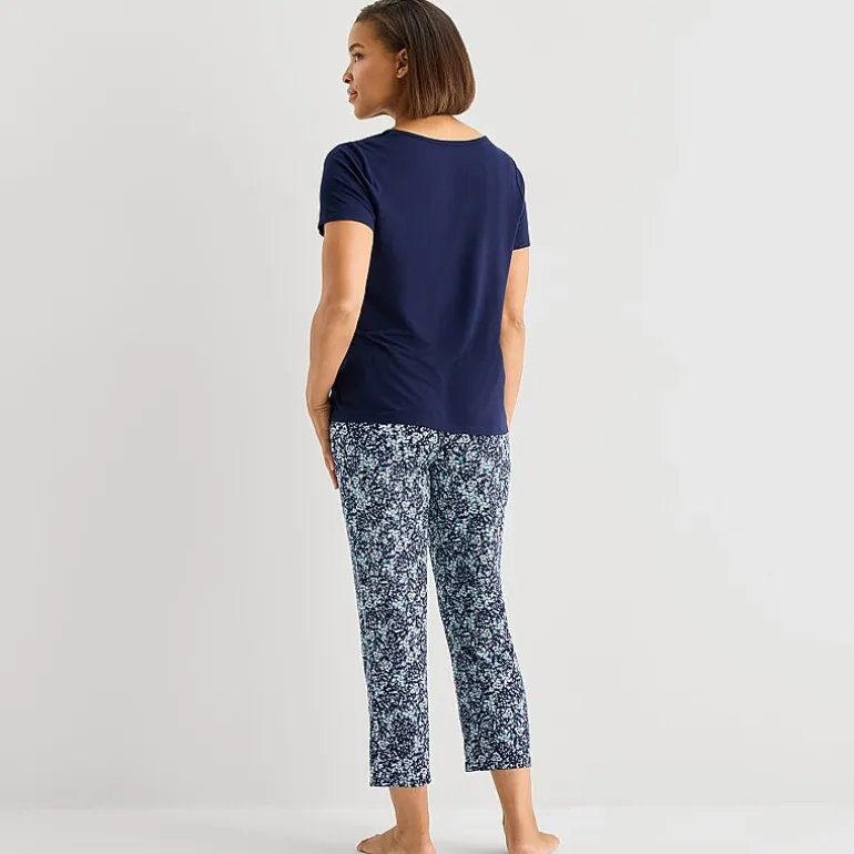 Liz Claiborne Cool and Calm Womens V-Neck Short Sleeve 2-pc. Pajama Set