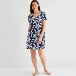 Liz Claiborne Cool and Calm Womens Short Sleeve Crew Neck Nightshirt