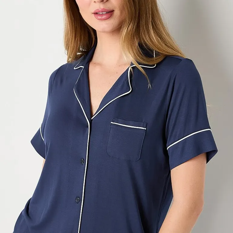 Liz Claiborne Cool and Calm Womens Short Sleeve Pajama Top