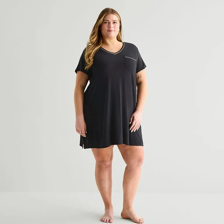 Liz Claiborne Cool and Calm Womens Plus Short Sleeve Crew Neck Nightshirt