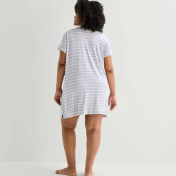 Liz Claiborne Cool and Calm Womens Plus Short Sleeve Crew Neck Nightshirt