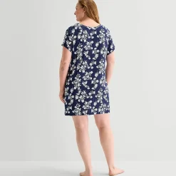 Liz Claiborne Cool and Calm Womens Plus Short Sleeve Crew Neck Nightshirt