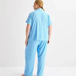 Liz Claiborne Cool and Calm Womens Short Sleeve 2-pc. Pajama Set