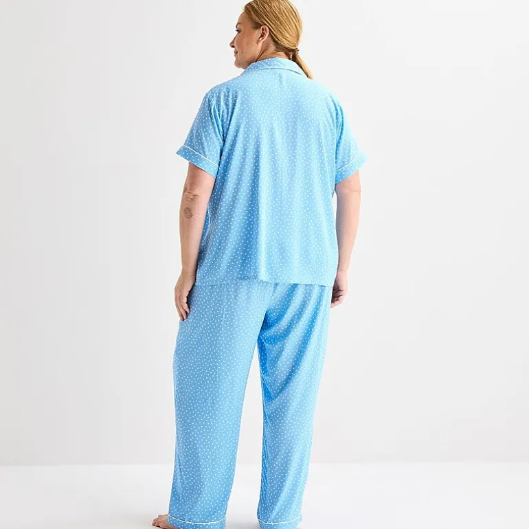 Liz Claiborne Cool and Calm Womens Short Sleeve 2-pc. Pajama Set