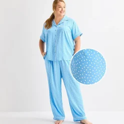 Liz Claiborne Cool and Calm Womens Short Sleeve 2-pc. Pajama Set