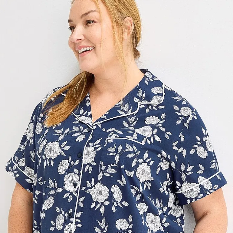 Liz Claiborne Cool and Calm Womens Short Sleeve 2-pc. Pajama Set