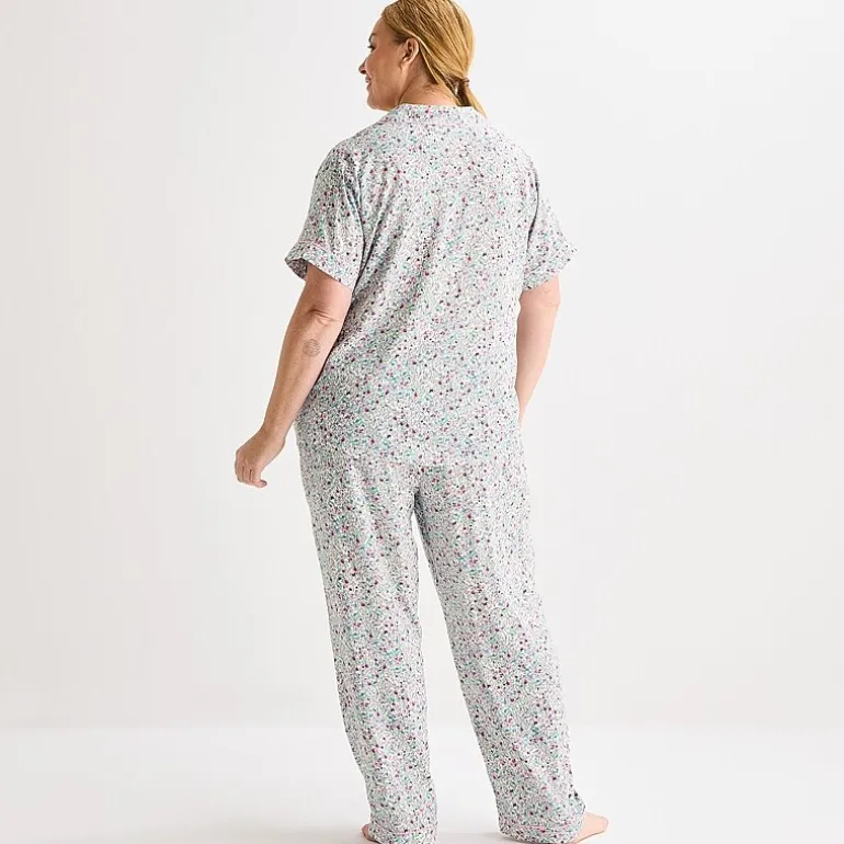 Liz Claiborne Cool and Calm Womens Short Sleeve 2-pc. Pajama Set
