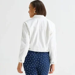 Liz Claiborne Denim Cropped Womens Denim Lightweight Cropped Jacket