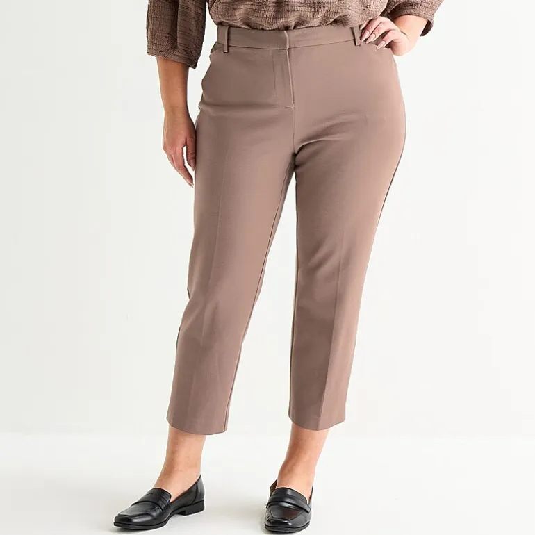 Liz Claiborne Emma Womens Plus Straight Mid Rise Ankle Pant