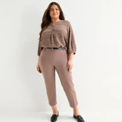 Liz Claiborne Emma Womens Plus Straight Mid Rise Ankle Pant