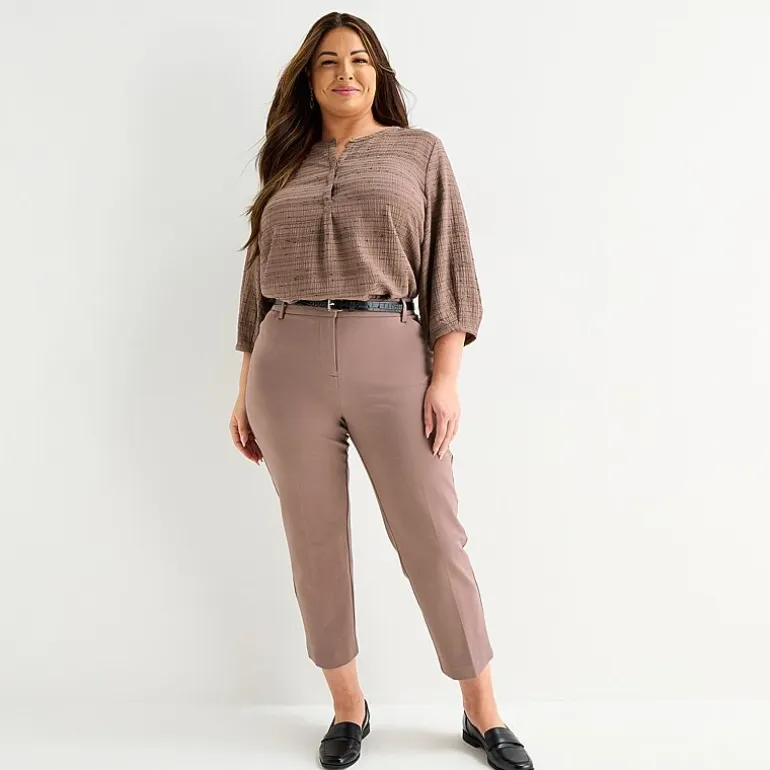 Liz Claiborne Emma Womens Plus Straight Mid Rise Ankle Pant