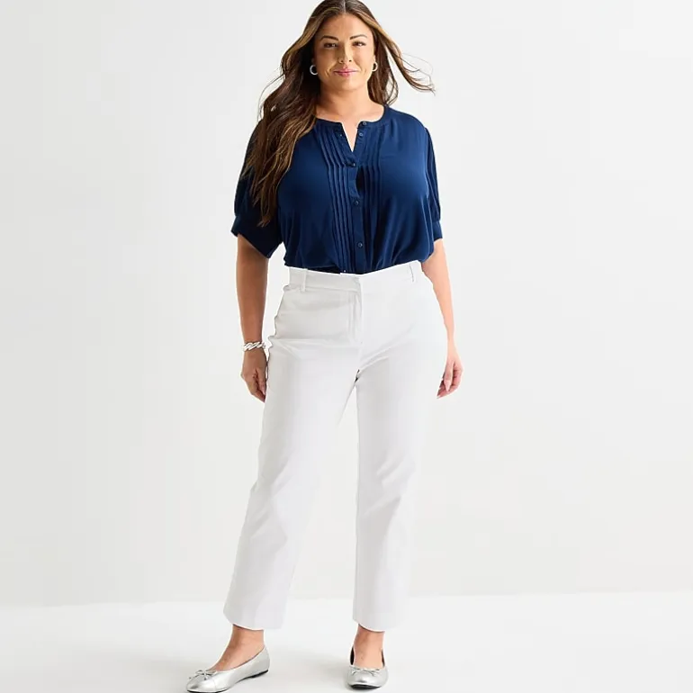 Liz Claiborne Emma Womens Plus Slim Mid Rise Ankle Pant