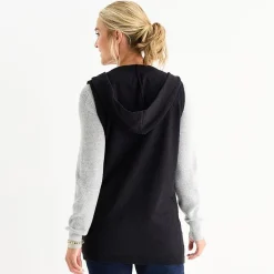 Liz Claiborne Knit Hooded Womens Sleeveless Vest