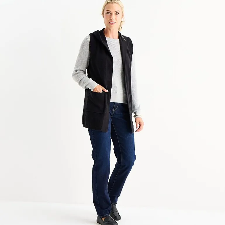 Liz Claiborne Knit Hooded Womens Sleeveless Vest