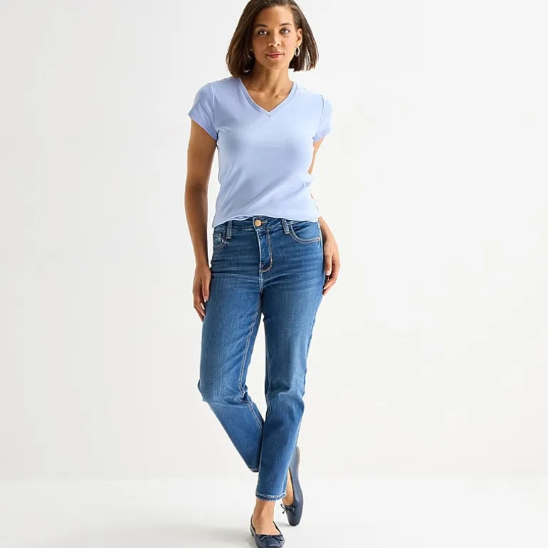 Liz Claiborne Lana Womens High Rise Cropped Jean
