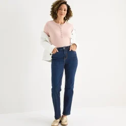 Liz Claiborne Lana Womens High Rise Straight Leg Jean