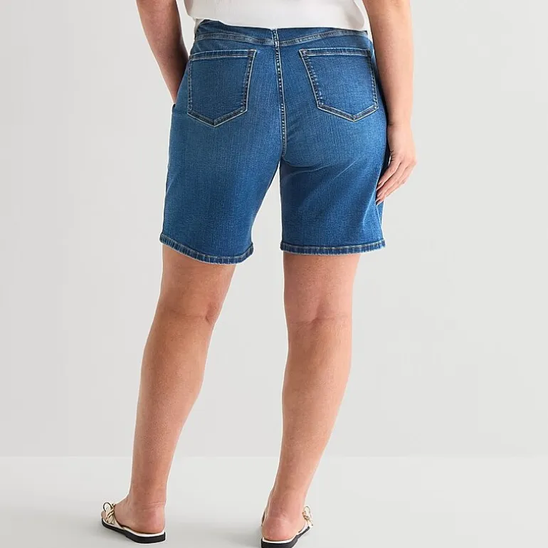 Liz Claiborne Lana Womens 9" High Rise Plus Denim Short