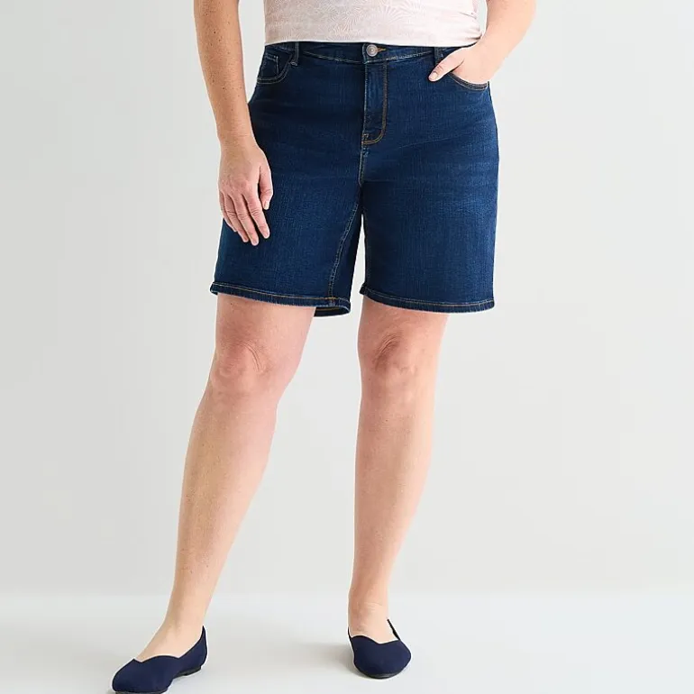 Liz Claiborne Lana Womens 9" High Rise Plus Denim Short