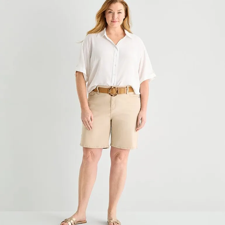 Liz Claiborne Lana Womens 9" High Rise Plus Denim Short