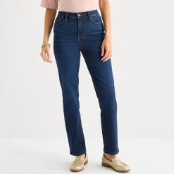Liz Claiborne Lana Womens Petites Short High Rise Straight Leg Jean