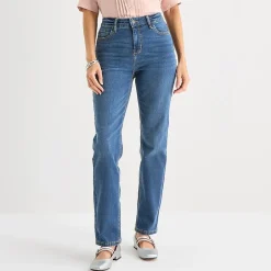 Liz Claiborne Lana Womens Petites Short High Rise Straight Leg Jean