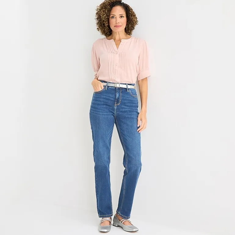 Liz Claiborne Lana Womens Petites Short High Rise Straight Leg Jean