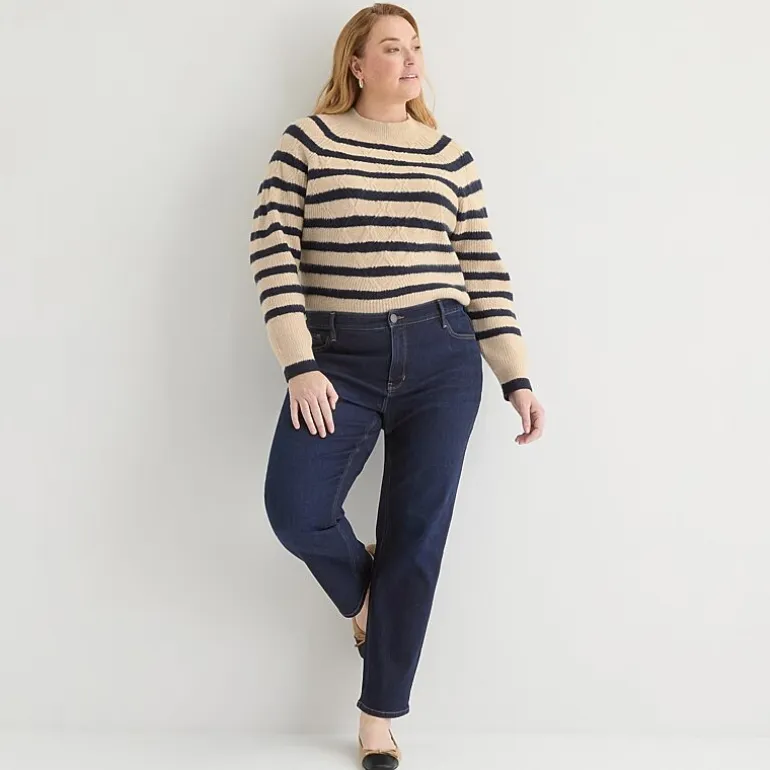 Liz Claiborne Lana Womens Plus High Rise Straight Leg Jean