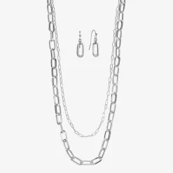 Liz Claiborne Layered Necklace And Drop Earring Womens 2-pc. Jewelry Set