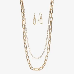 Liz Claiborne Layered Necklace And Drop Earring Womens 2-pc. Jewelry Set
