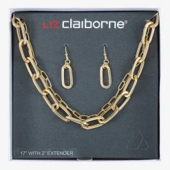 Liz Claiborne Layered Necklace And Drop Earring Womens 2-pc. Jewelry Set