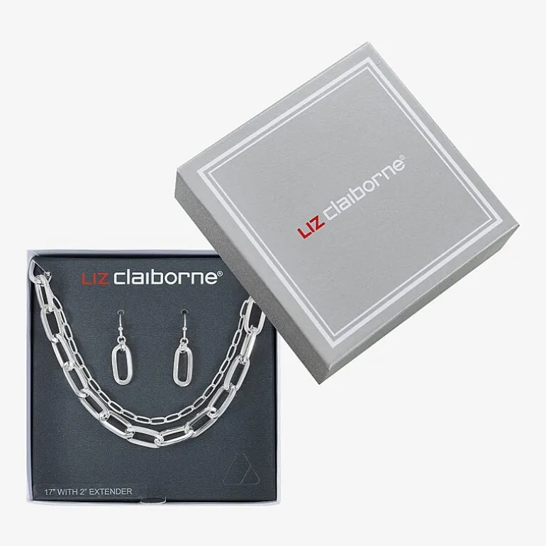 Liz Claiborne Layered Necklace And Drop Earring Womens 2-pc. Jewelry Set