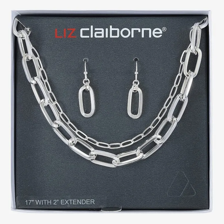 Liz Claiborne Layered Necklace And Drop Earring Womens 2-pc. Jewelry Set