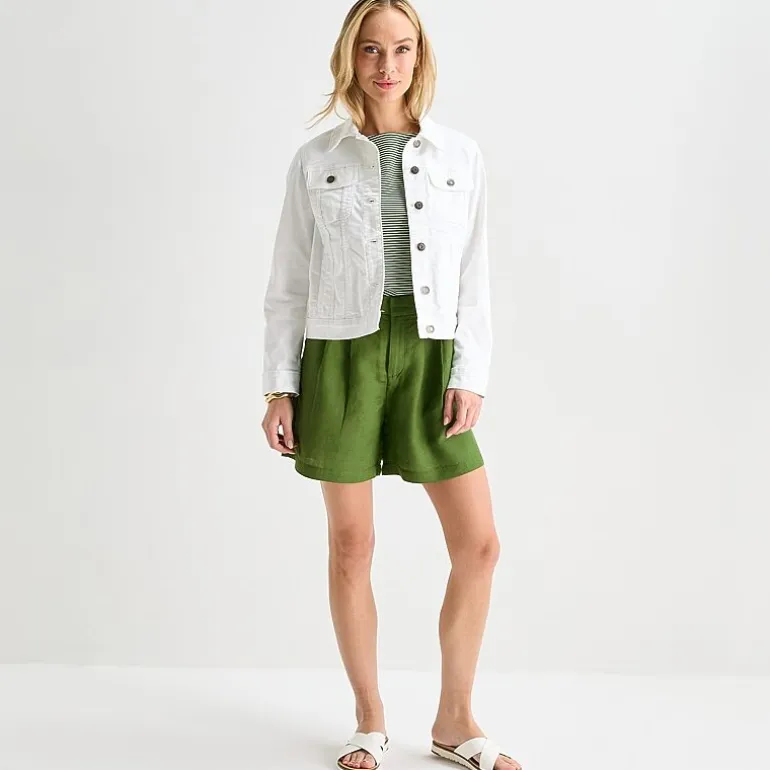 Liz Claiborne Linen Womens Mid Rise Pleated Short