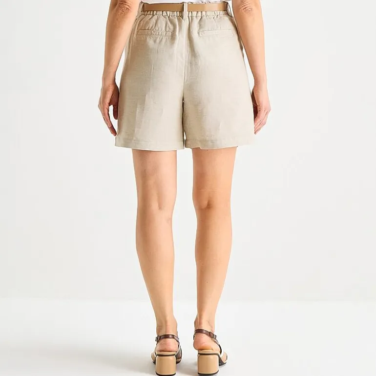 Liz Claiborne Linen Womens Mid Rise Pleated Short
