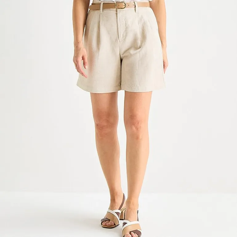 Liz Claiborne Linen Womens Mid Rise Pleated Short