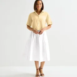 Liz Claiborne Linen Womens Short Sleeve Blouse