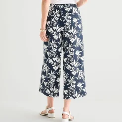 Liz Claiborne Linen Womens Wide Leg Mid Rise Cropped Pant