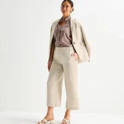 Liz Claiborne Linen Womens Wide Leg Mid Rise Cropped Pant