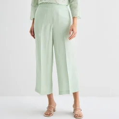 Liz Claiborne Linen Womens Wide Leg Mid Rise Cropped Pant